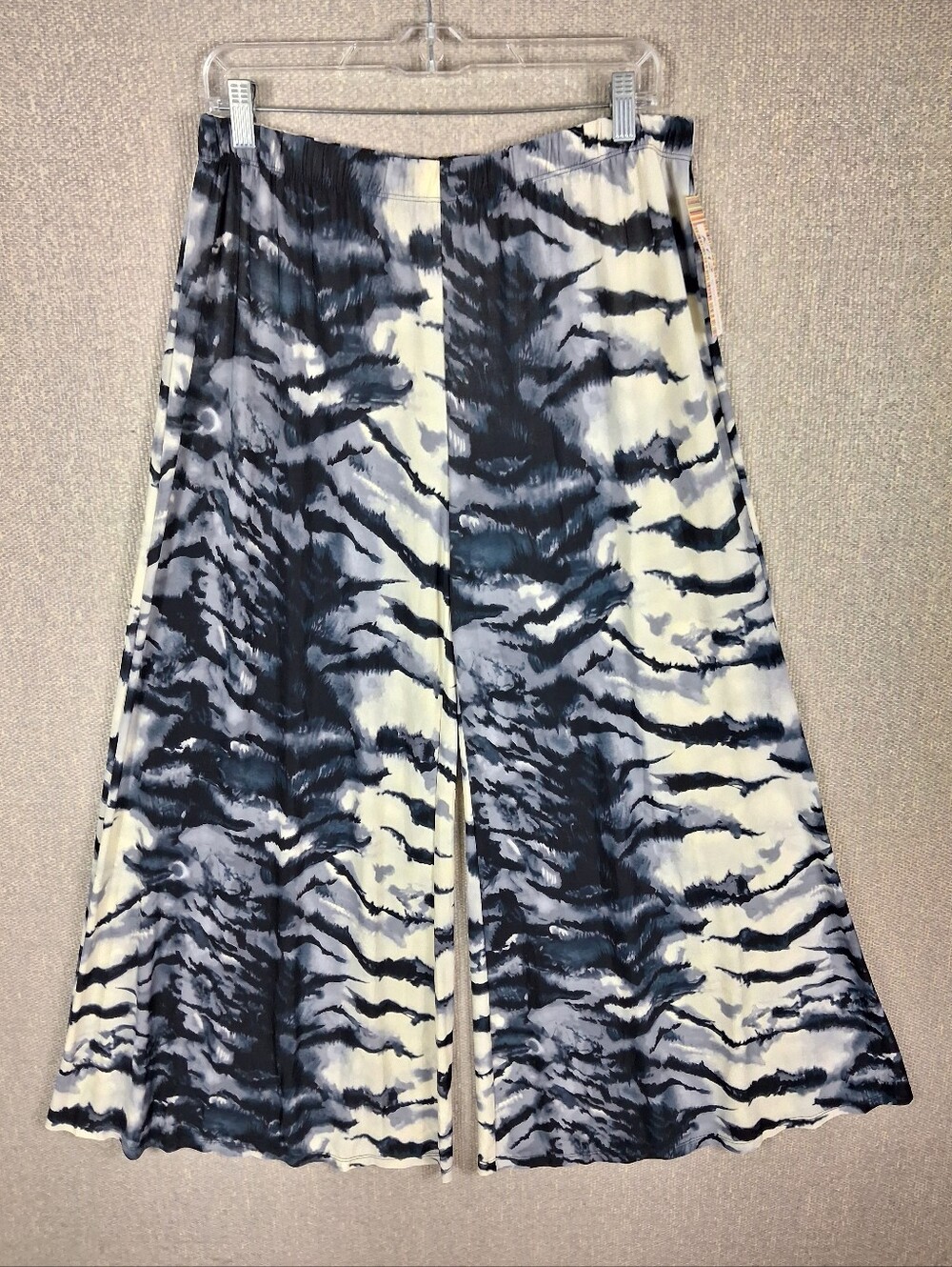Kokomo Wide Leg Palazzo Pants Tiger Stripe Black Gray Cloudburst Lounge Size 1X